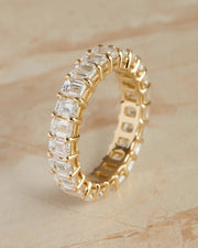 4.50CTW Emerald Cut Full Eternity Stacking Wedding Band Mapple Gems